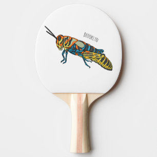 Raquette De Ping Pong Illustration de la caricature de la sauterelle en