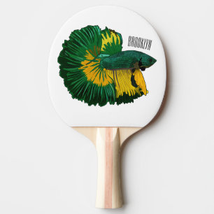 Raquette De Ping Pong Illustration de la caricature de poisson de combat