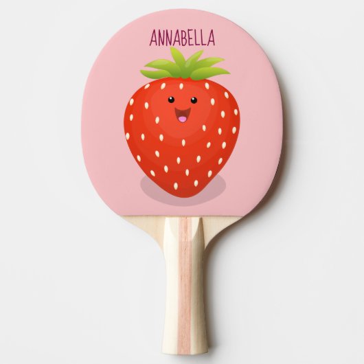 Raquette De Ping Pong Illustration de la fraise Cute kawaii (Devant)