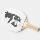 Raquette De Ping Pong Illustration de la nuit du chat de jour - Choisir (Côté)