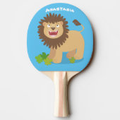 Raquette De Ping Pong Illustration de l'effervescence de lions heureux (Dos)