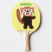 Raquette De Ping Pong Illustration de panda rouge mignon (Dos)