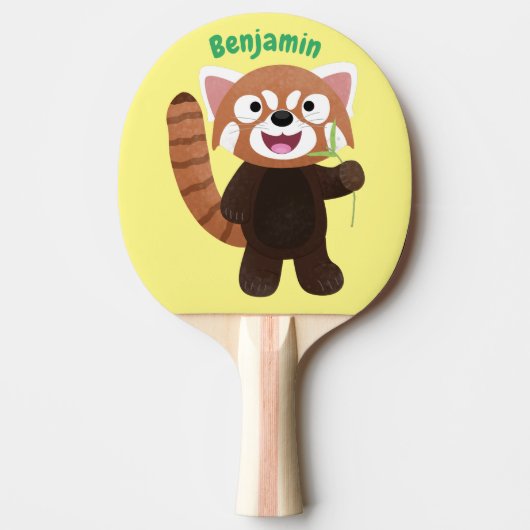 Raquette De Ping Pong Illustration de panda rouge mignon (Devant)