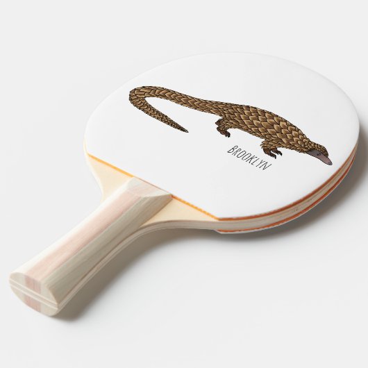 Raquette De Ping Pong Illustration de pangolin à queue longue (Devant Angle)