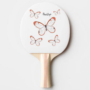Raquette De Ping Pong Illustration de papillon en verre