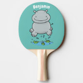 Raquette De Ping Pong Illustration de saut en hippo mignon (Dos)