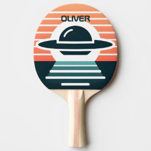Raquette De Ping Pong Illustration d'OVNI simple et moderne au coucher d