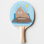 Raquette De Ping Pong Illustration drôle de morse joyeux (Dos)