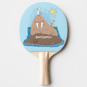 Raquette De Ping Pong Illustration drôle de morse joyeux