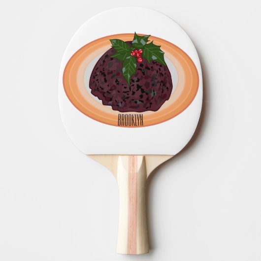 Raquette De Ping Pong Illustration du pudding de Noël (Devant)