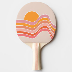 Raquette De Ping Pong Illustration du soleil de style rétro