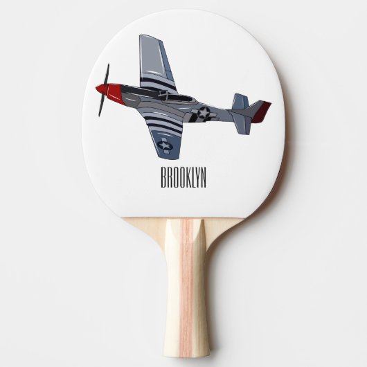 Raquette De Ping Pong Illustration d'un avion de chasse-bombardier (Devant)