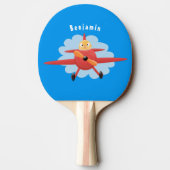 Raquette De Ping Pong Illustration d'un avion rouge volant mignon (Dos)