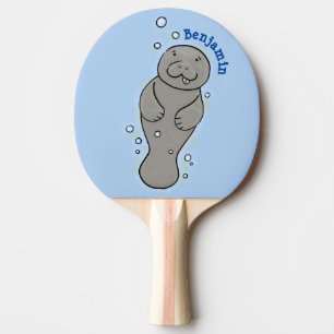Raquette De Ping Pong Illustration d'un bébé lamantin mignon avec des bu