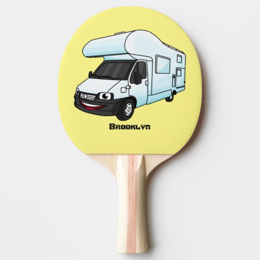 Raquette De Ping Pong Illustration d'un campervan heureux (Devant)