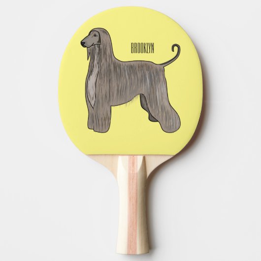 Raquette De Ping Pong Illustration d'un chien hound afghan (Devant)