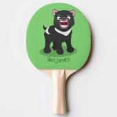 Raquette De Ping Pong Illustration d'un diable de Tasmanie affamé (Dos)