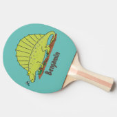 Raquette De Ping Pong Illustration d'un dimétrodon vert mignon (Côté)