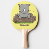 Raquette De Ping Pong Illustration d'un petit rhinocéros (Dos)