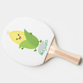 Raquette De Ping Pong Illustration d'une caricature de maïs joyeux (Côté)