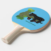 Raquette De Ping Pong Image de dessin animé de chat en panthère noire ja (Devant Angle)