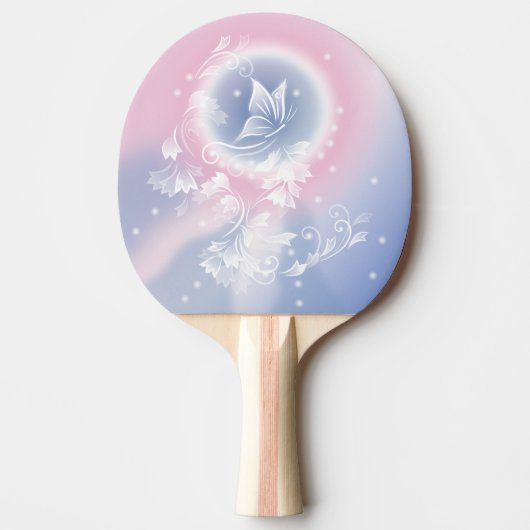 Raquette De Ping Pong Imaginaire papillon bleu rose (Devant)
