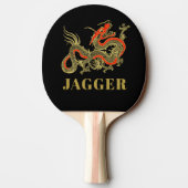 Raquette De Ping Pong Imaginaire rouge noir chinois Dragon Monogramme (Dos)
