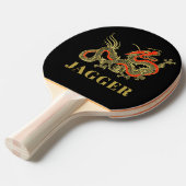 Raquette De Ping Pong Imaginaire rouge noir chinois Dragon Monogramme (Devant Angle)