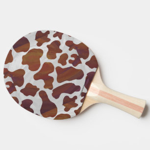Raquette De Ping Pong Impression Brown et blanche de vache