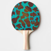Raquette De Ping Pong Impression Brown et Turquoise de vache (Devant)