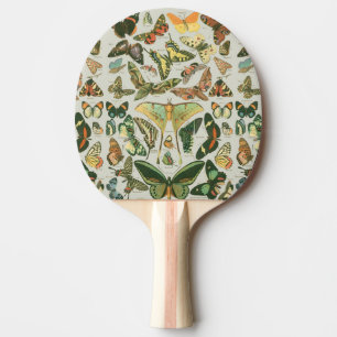 Raquette De Ping Pong Impression de motif de papillon de nuit vintage