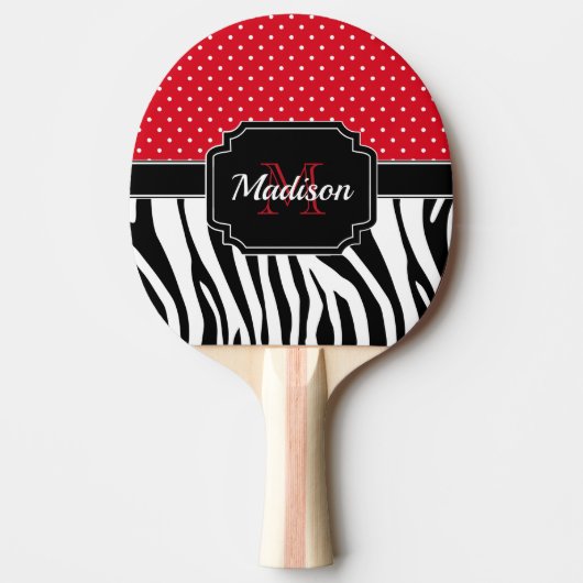 Raquette De Ping Pong Impression des points et des zèbres (Devant)