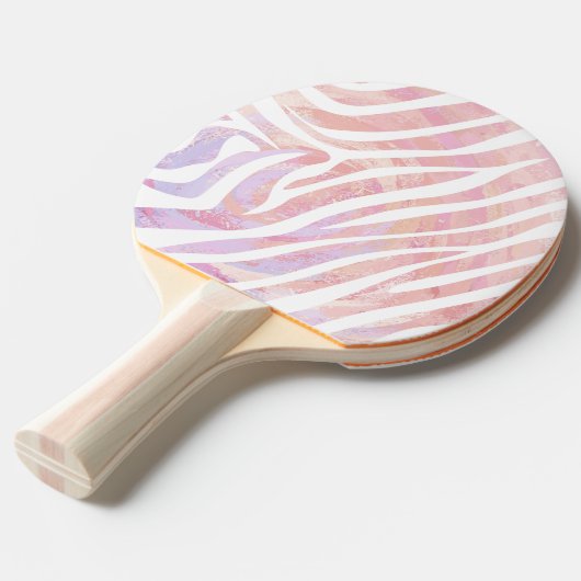 Raquette De Ping Pong Impression rose et blanc Zebra (Dos Angle)