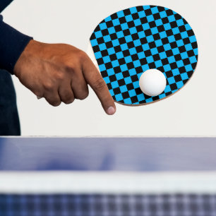 Raquette De Ping Pong Imprimé à carreaux bleus et noirs