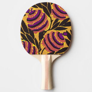 Raquette De Ping Pong Imprimé floral violet et sarcelle maximaliste vibr