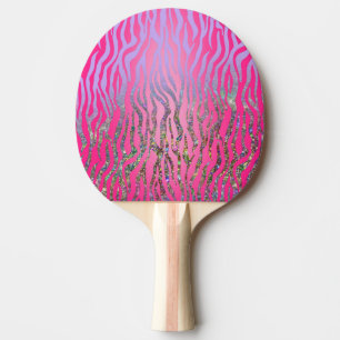 Raquette De Ping Pong Imprimé Tigre Rose Pailleté Demi