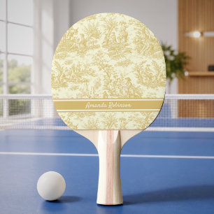 Raquette De Ping Pong Imprimé toile de jouy jaune vintage