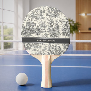 Raquette De Ping Pong Imprimé toile de jouy noir et blanc vintage