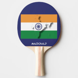 Raquette De Ping Pong INDIA DRAPEAU ET CARTE BLEU personnalisé