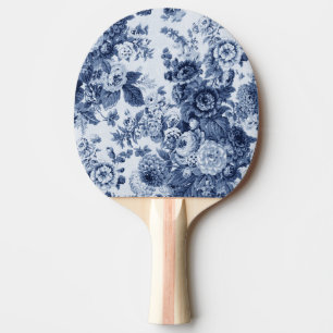 Raquette De Ping Pong Indigo Blue Floral Toile No.3