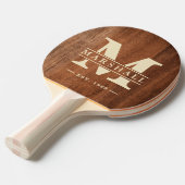 Raquette De Ping Pong Initiale et nom en surimpression sur bois de noyer (Devant Angle)