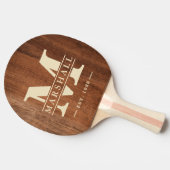 Raquette De Ping Pong Initiale et nom en surimpression sur bois de noyer (Côté)