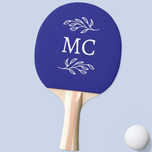 Raquette De Ping Pong Initiales de monogramme personnalisées Feuille bot