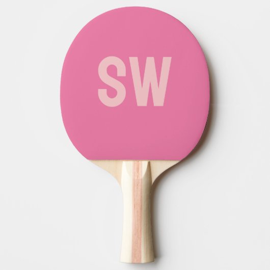 Raquette De Ping Pong Initiales du monogramme rose moderne (Devant)