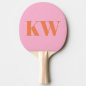 Raquette De Ping Pong Initiales du Monogramme rose moderne personnalisée (Devant)
