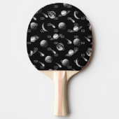 Raquette De Ping Pong Initiales en monogramme noir blanc galaxy (Devant)