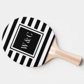 Raquette De Ping Pong Initiales Monogramme Rayure Noir Blanc (Côté)