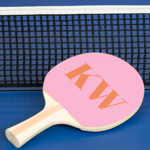 Raquette De Ping Pong Initiales Monogramme Rose Orange Moderne Personnal