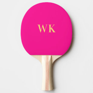 Raquette De Ping Pong Initiales monogrammes à rose chaud