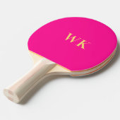 Raquette De Ping Pong Initiales monogrammes à rose chaud (Devant Angle)